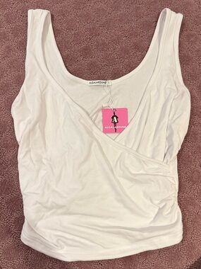 Amazon White Sleeveless Wrap Tank Top